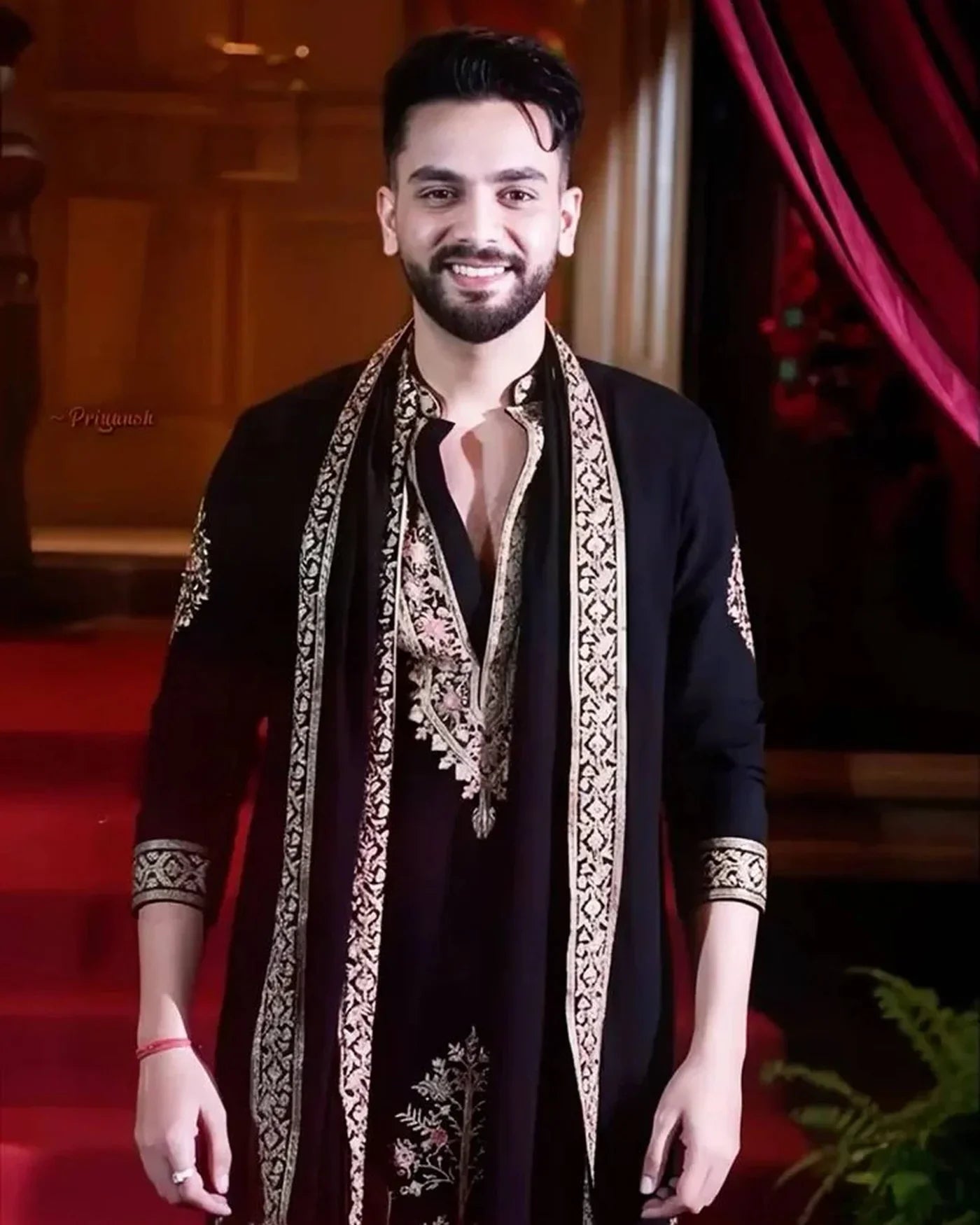 Designer Black Embroidered Kurta for Men - Premium Party Wear