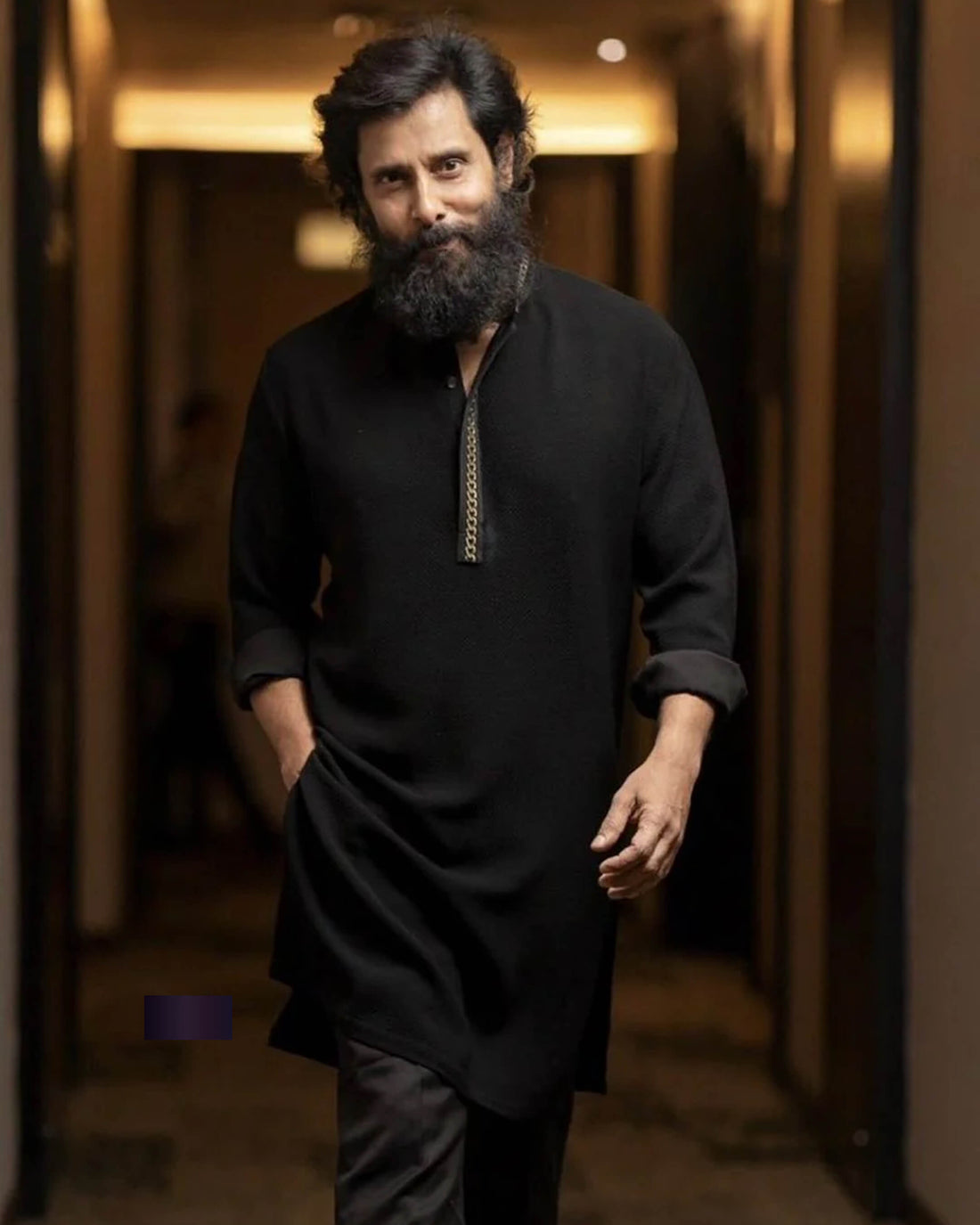 Midnight Black Luxury Kurta Set for Men - Premium Fabric Evening & Festive Wear
