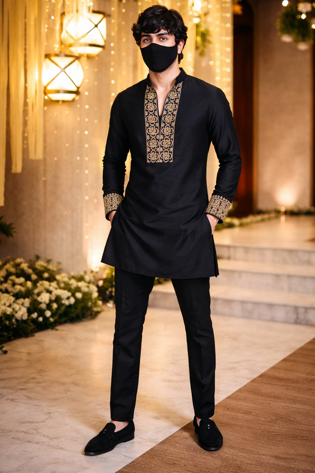 Black Embroidered Kurta Pajama for Men – Premium Wedding Wear