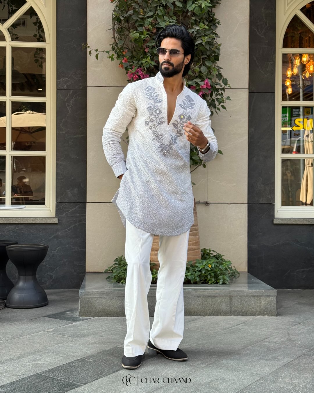 Premium White Indo-Western Kurta Set for Men - Designer Fusion Wedding & Party Wear